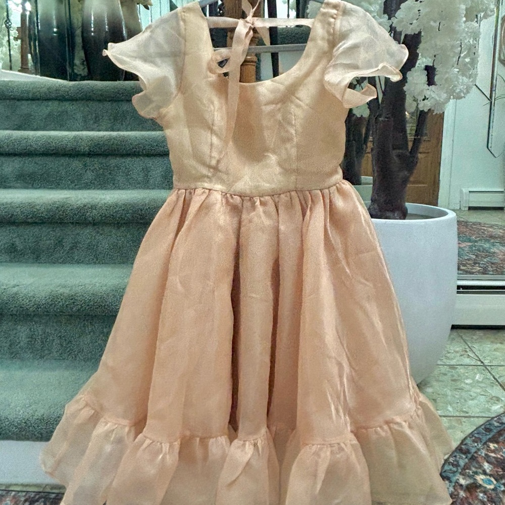 Elegant Pink Ruffle Prom Dress - Square Neck - Picture 3 of 11